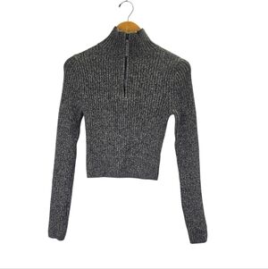 Aerie Womens Mock Neck Knitted Long Sleeve Top Zip Up Casual Sweater Size Medium